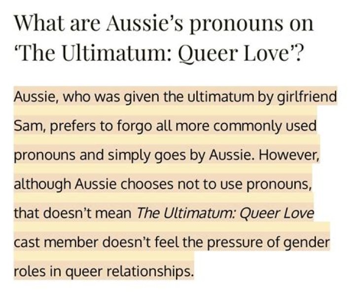 Aussie's Pronouns on the Ultimatum: Queer Love Explained ·