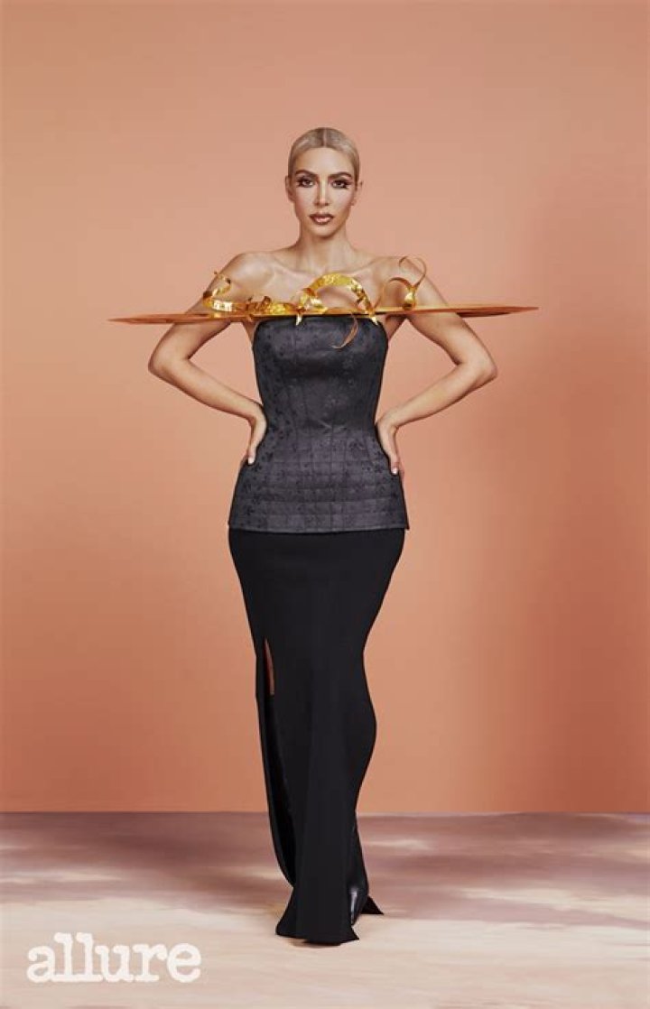 Kim Kardashians Nude Bodysuit & Long Blonde Braids On Allure Cover Hollywood Life ·