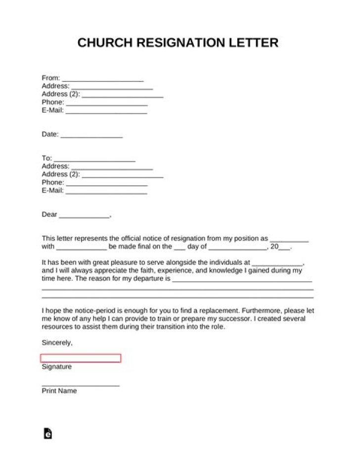 How To Write A Resignation Letter From Church